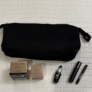 Lancôme Sample Set, Black Zippered Pouch with Skincare Essentials